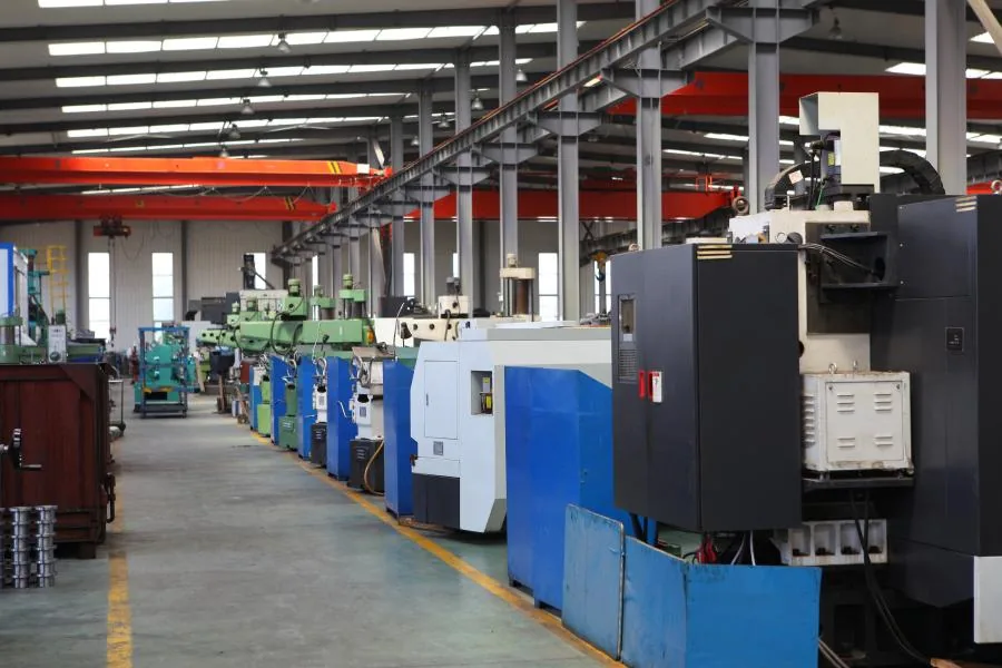 Factory workshop for metal finishing machinery